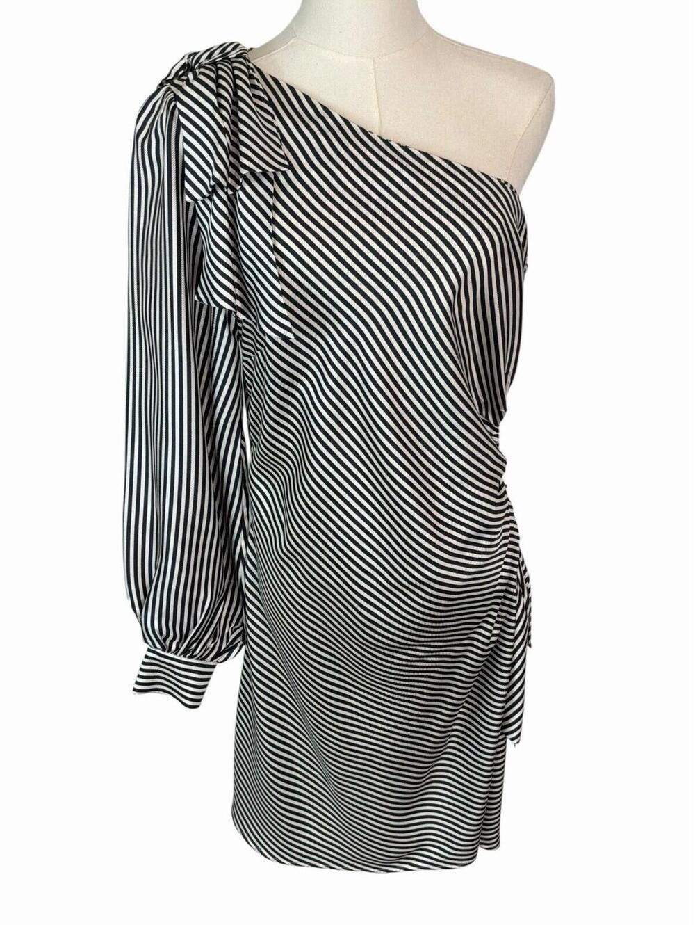 Zimmerman Silk Blend Maples Bow One Shoulder Striped Mini Dress, Size 3